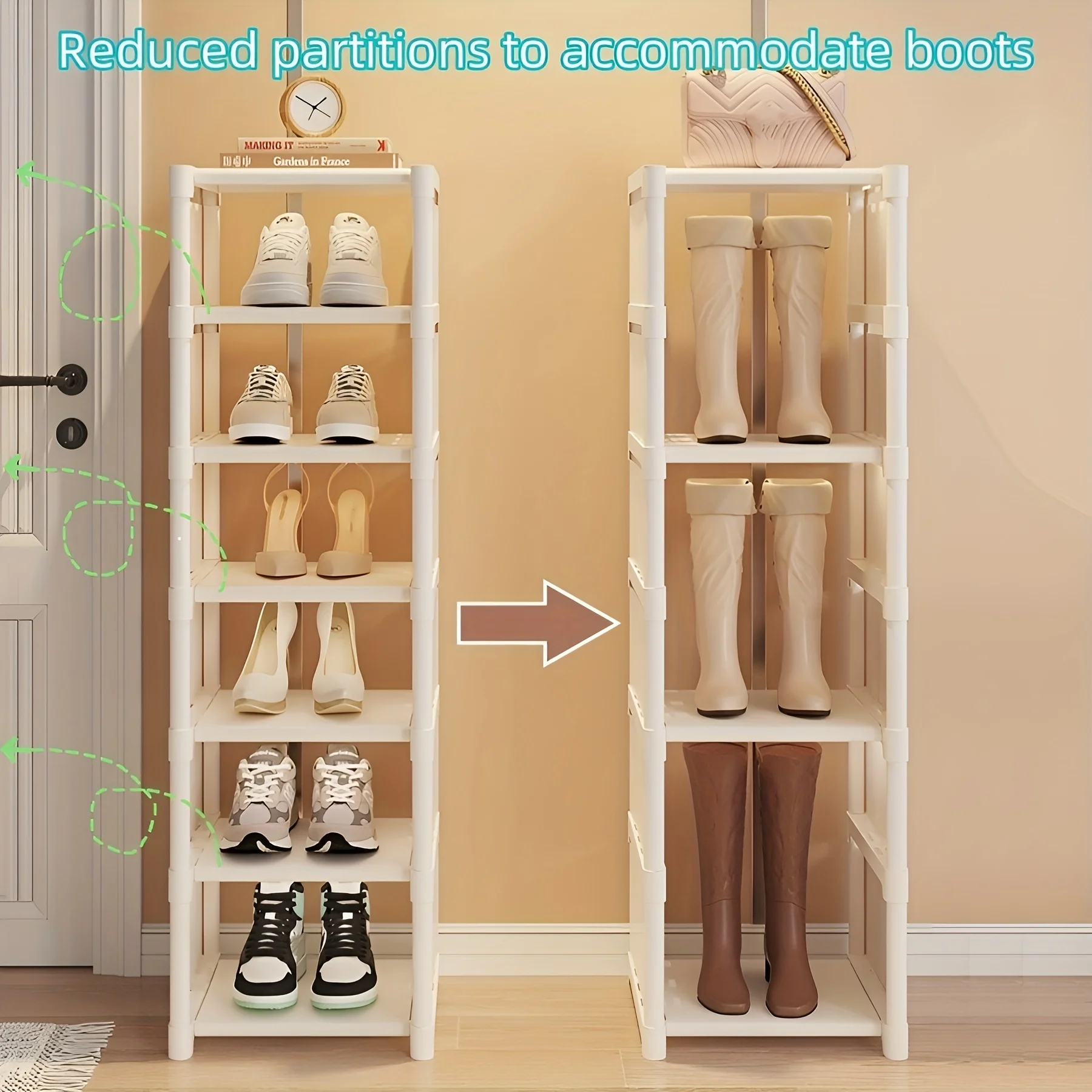 Metal Frame Shoe Rack Multi-Tier Fabric Shelves Space Saving for Sneakers Sandals Entryway Easy Assembly Holiday Storage thumbnail 5