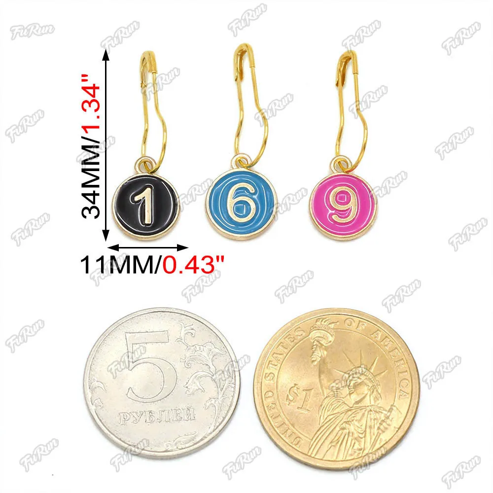10Pcs 0-9 Number Gourd Safety Pin Enamel Knitting Stitch Markers Sew Accessories Sweater Counter Mark thumbnail 3