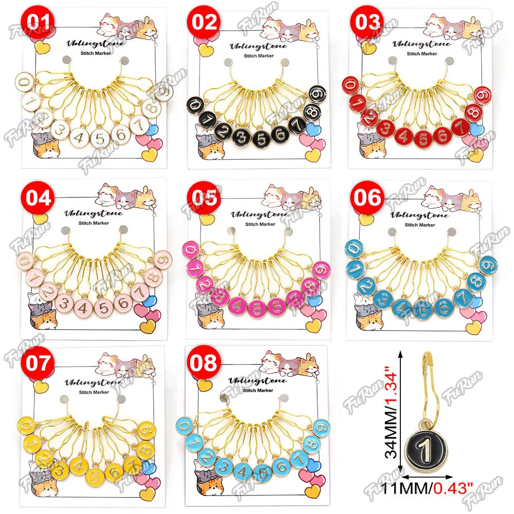 10Pcs 0-9 Number Gourd Safety Pin Enamel Knitting Stitch Markers Sew Accessories Sweater Counter Mark thumbnail 2