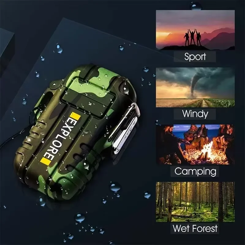 New Windproof Dual Arc Plasma Lighter Waterproof USB Rechargeable Lighter Suitable for Outdoor BBQ Candle Smoking Accessories thumbnail 6
