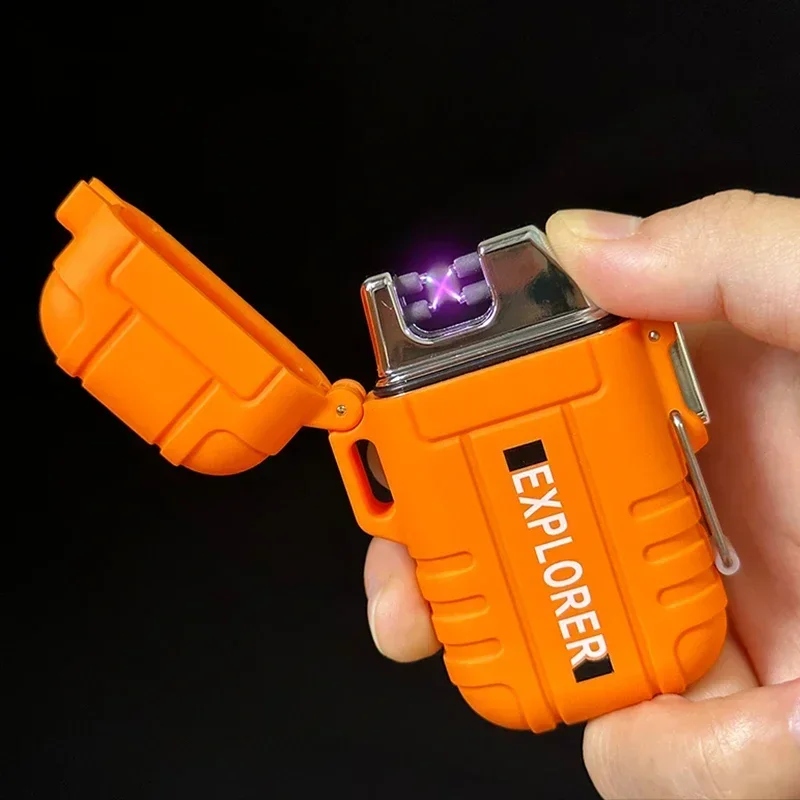 New Windproof Dual Arc Plasma Lighter Waterproof USB Rechargeable Lighter Suitable for Outdoor BBQ Candle Smoking Accessories thumbnail 2