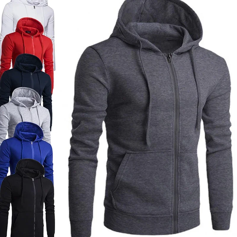 Men's Fashion Fleece Loose Casual Zipper Hoodie Suitable for Spring and Autumn Wear