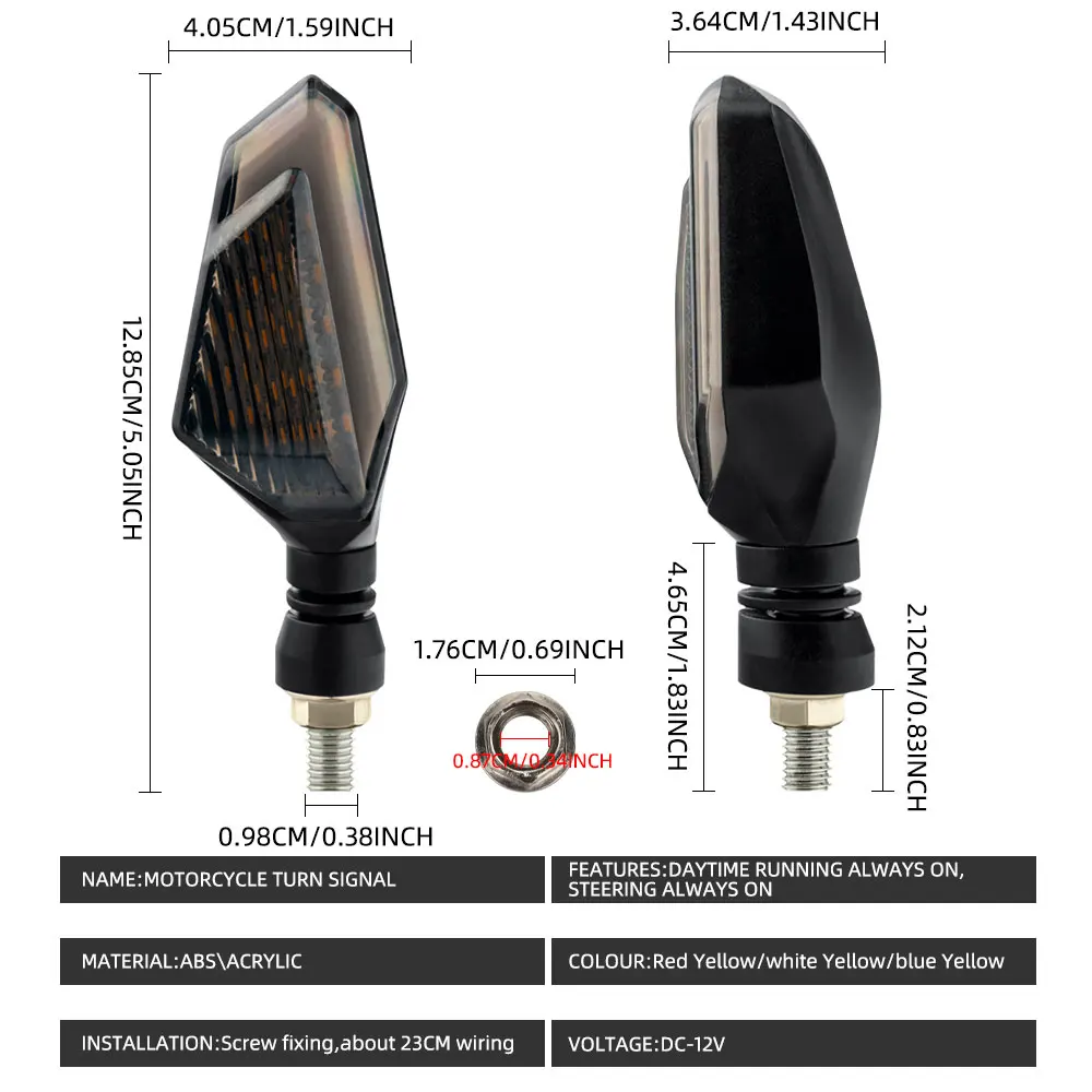 Universal Motorcycle Turn Signals Left Amber Blinkers Indicators Super Bright Motorbike Lamp Flashers Signal Tail Light Scooter thumbnail 3