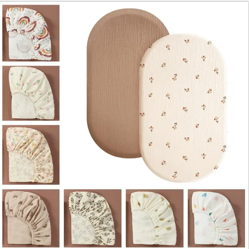 Baby Fitted Bassinet Sheet Newborn Changing Pad Cover Solid/Printed Breathable Crib Fitted Sheets Cradles Mattress Cover