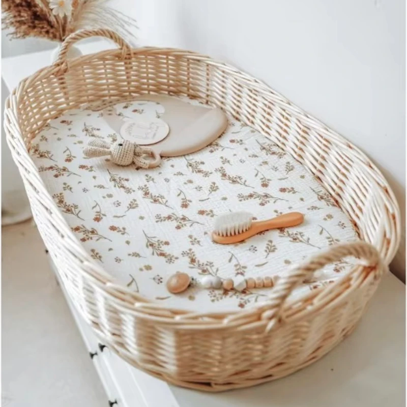 Baby Fitted Bassinet Sheet Newborn Changing Pad Cover Solid/Printed Breathable Crib Fitted Sheets Cradles Mattress Cover thumbnail 3