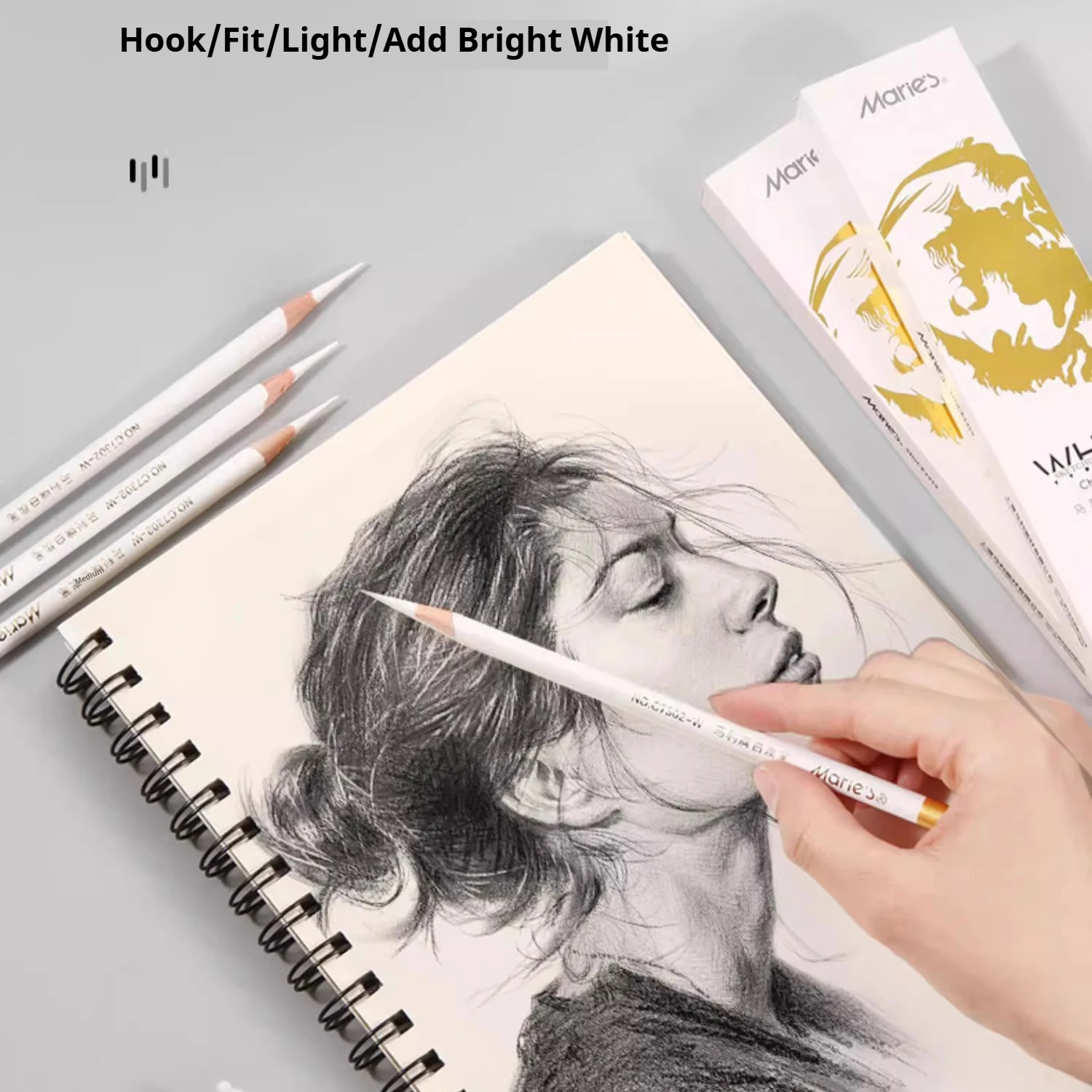 3/6/12Pcs Professional White Charcoal Pencils Sketch Highlight White Pencils for Drawing Shading Blending Office School Supplies thumbnail 6