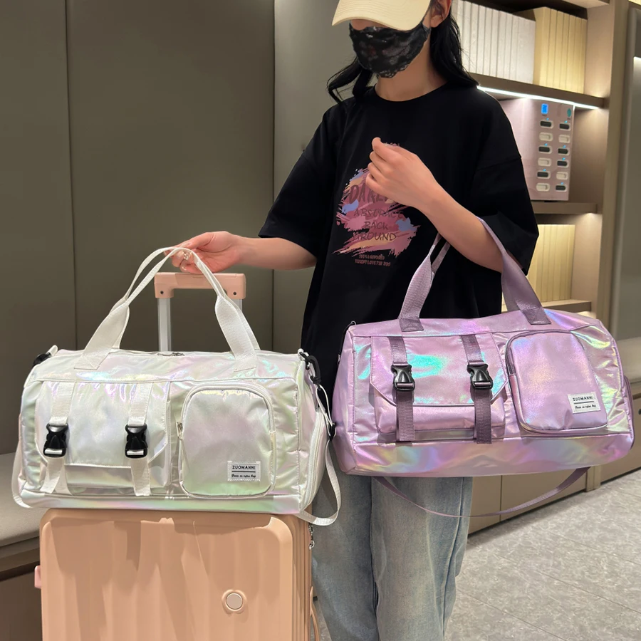 Large Capacity Women'S Nylon Travel Duffel Bag,Weekender Gym Tote with Shoe Compartment, Versatile Sports & Fitness Carry-On thumbnail 6