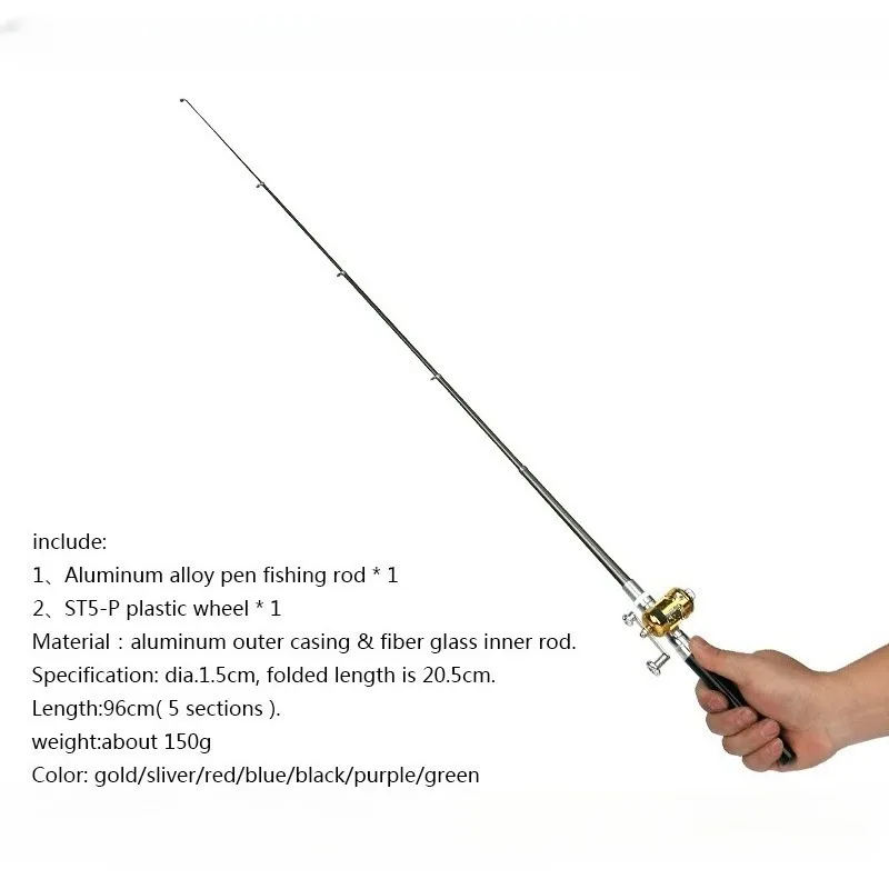 Fishing Rod Reel Combo Set Mini Telescopic Pocket Pen Fishing Rod Pole + Reel thumbnail 4