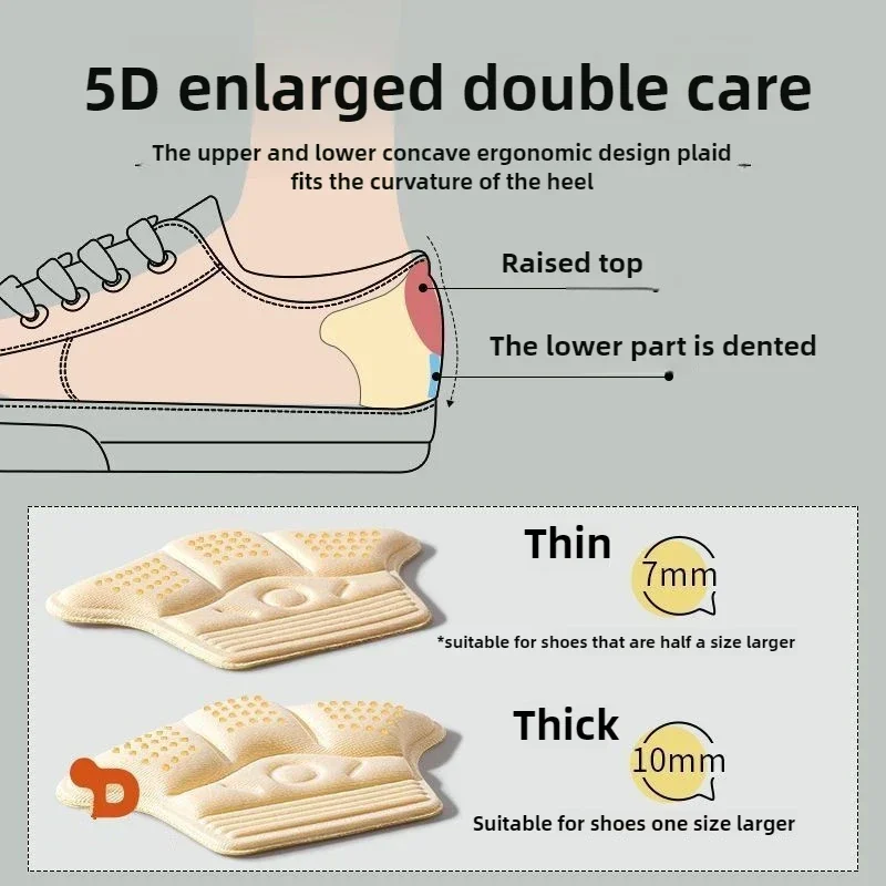 1/2/5Pcs Heel Stickers Heel Protectors Sneaker Shrinking Insoles Anti-wear Feet Shoe Pads Adjust Size High Heel Cushion Inserts thumbnail 6