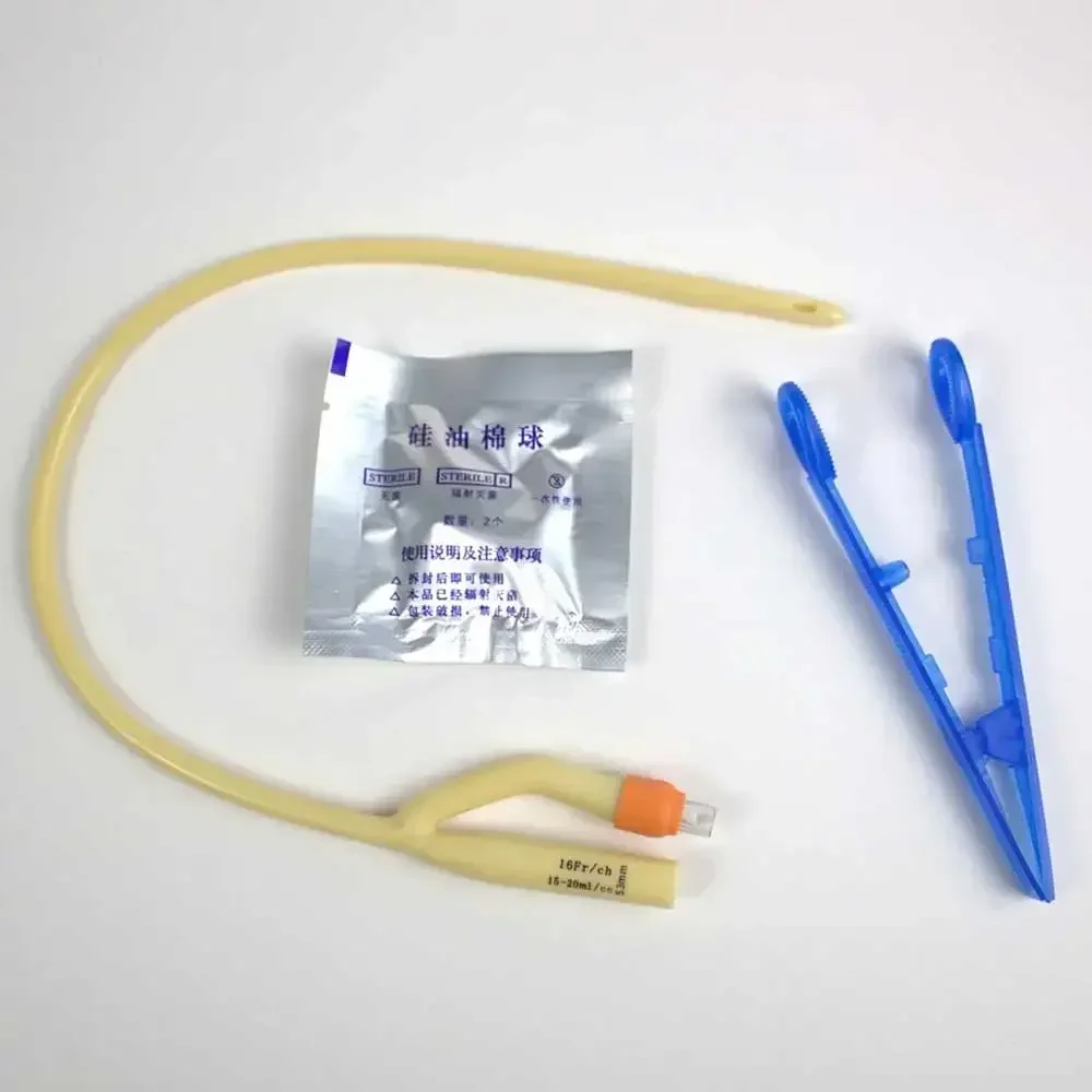Medical Urethral Catheterization Kit Latex Double-Lumen Foley Catheter Urine Tube Adult Man Women Urine Drainage After Surgery thumbnail 5