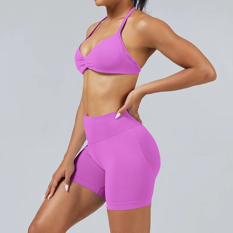 HISTELLO Impacts Strappy Bra Gym Top High Support With Pads bra Women Seamless Halter Sports Bras Scrunch Workout Yoga Underwear thumbnail 5