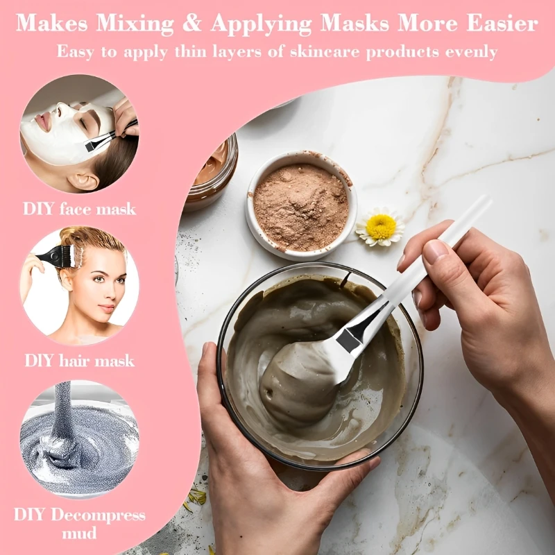 Skin Care DIY Mask Set Clear Rod Mud Mixing Bowl Spoon Set Soft Applicator Brushes for Face Deep Cleaning Portable Beauty Tools thumbnail 3