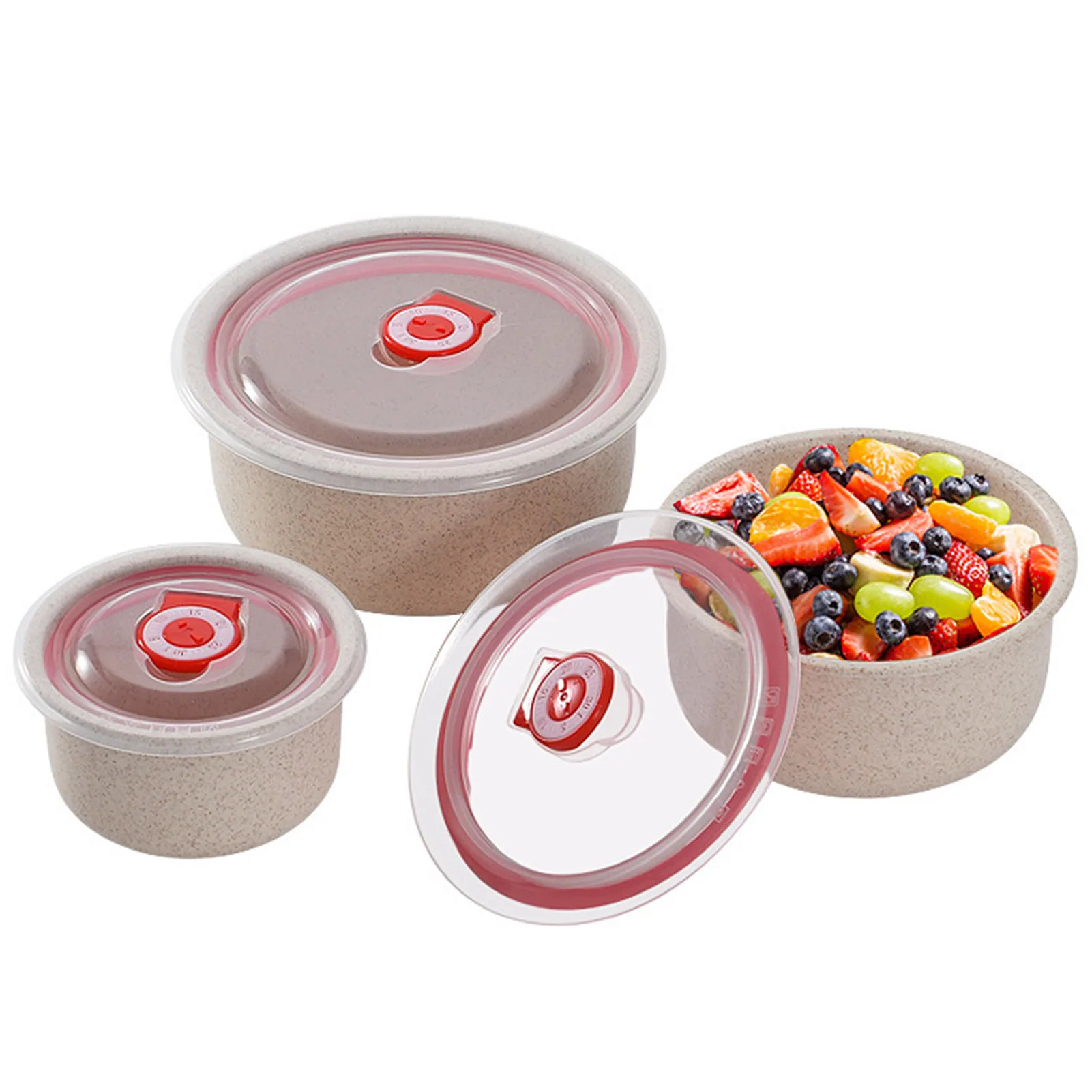 3pcs Lunch Box set Food Storage Containers with Lids Microwave Storage Containers for Storing Fruits Vegetables thumbnail 2