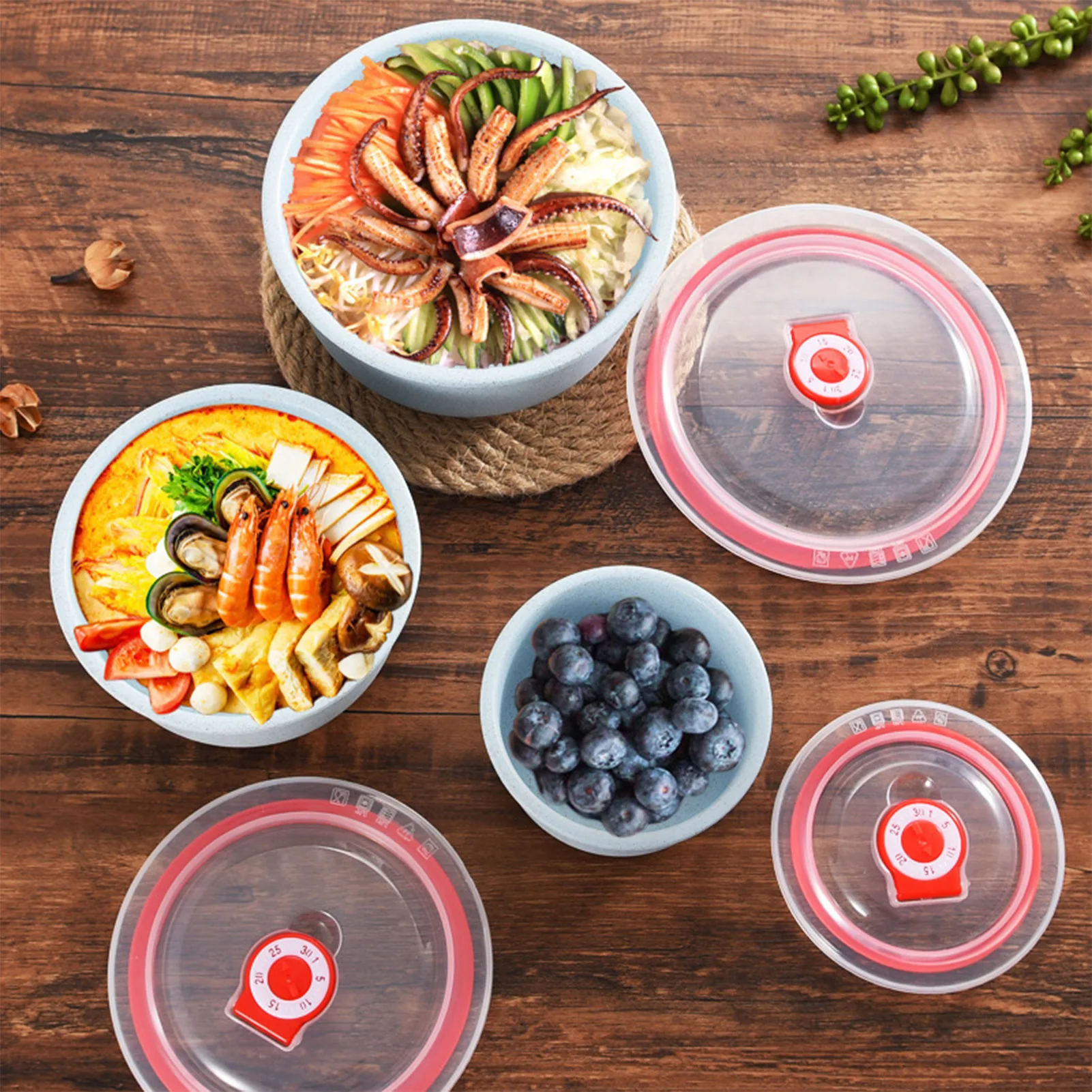 3pcs Lunch Box set Food Storage Containers with Lids Microwave Storage Containers for Storing Fruits Vegetables thumbnail 3