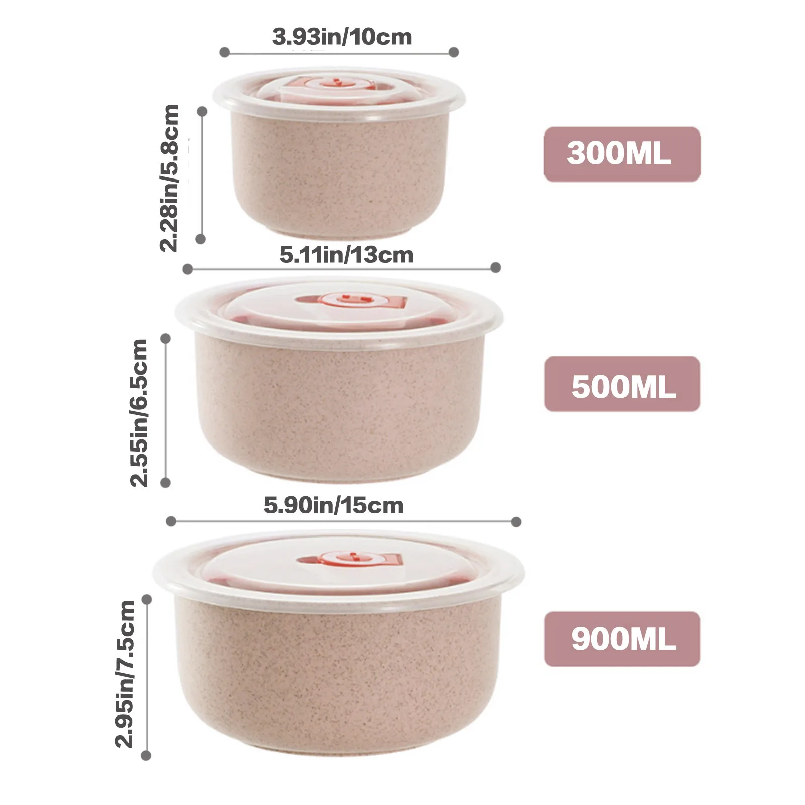 3pcs Lunch Box set Food Storage Containers with Lids Microwave Storage Containers for Storing Fruits Vegetables thumbnail 6
