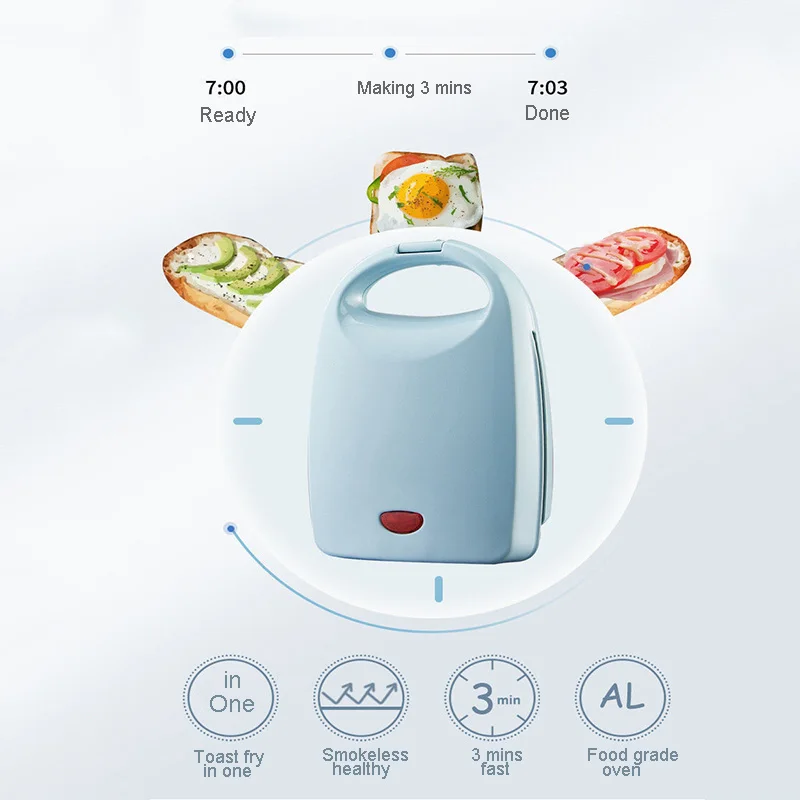 Home Breakfast Making Machine Multifunction Sandwich Maker Fast Heating Toaster Kitchen Electric Baking Pan Roast Meat Omelette
