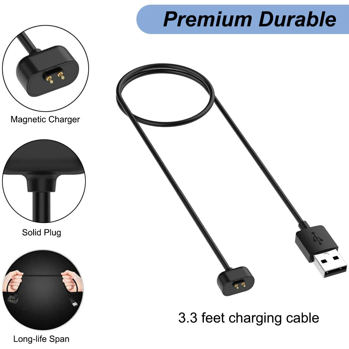 Charger for Amazfit Band 7 Replacement Charging Cable Cradle Station Base with 3.3ft USB Cord Accessories for Amazfit Band 7 thumbnail 3