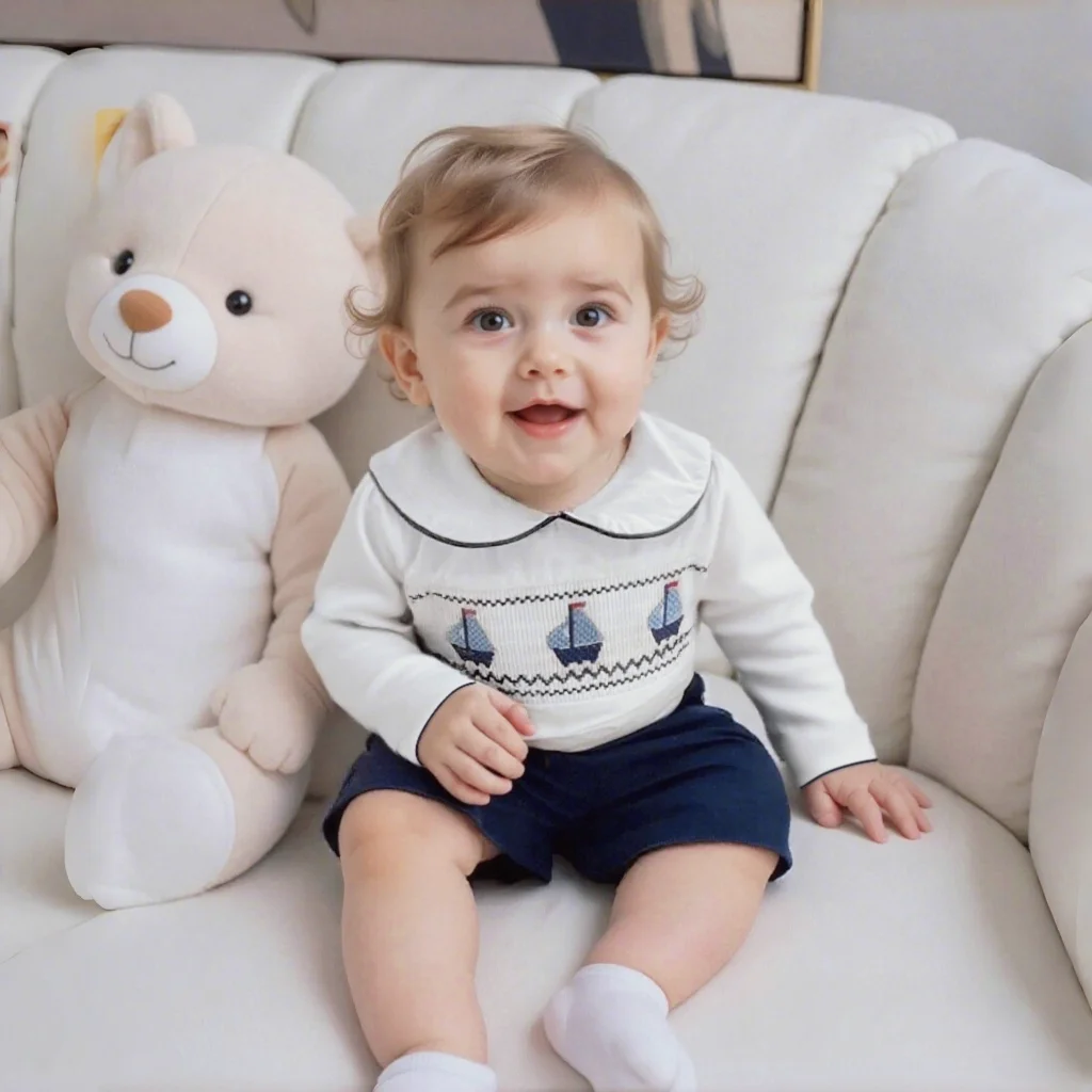 Baby Boy's 2 Pieces Summer Boutique Clothing Set Smocking Boat Design for Infant Daily Dress Toddler School Uniform Cotton Suit