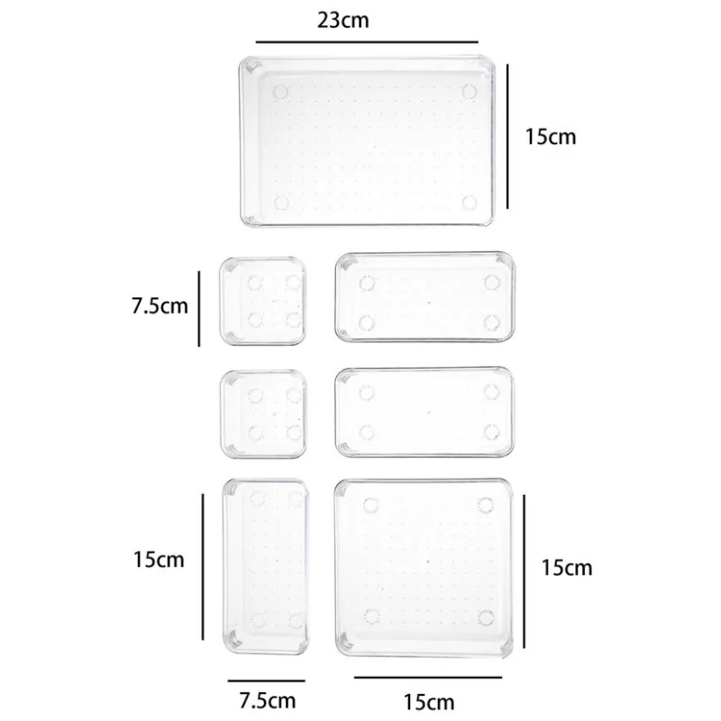 7PCS/Set Desk Drawer Organizers Set Plastic Bathroom Storage Makeup Organizer Clear Transparent Storage Box Drawer Organizer thumbnail 6