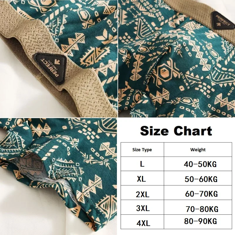 Retro Ethnic Style Men's Boxer Comfortable Briefs Vintage Print Elastic Underwear for Man Lingerie Mid Waist Shorts Underpants thumbnail 6