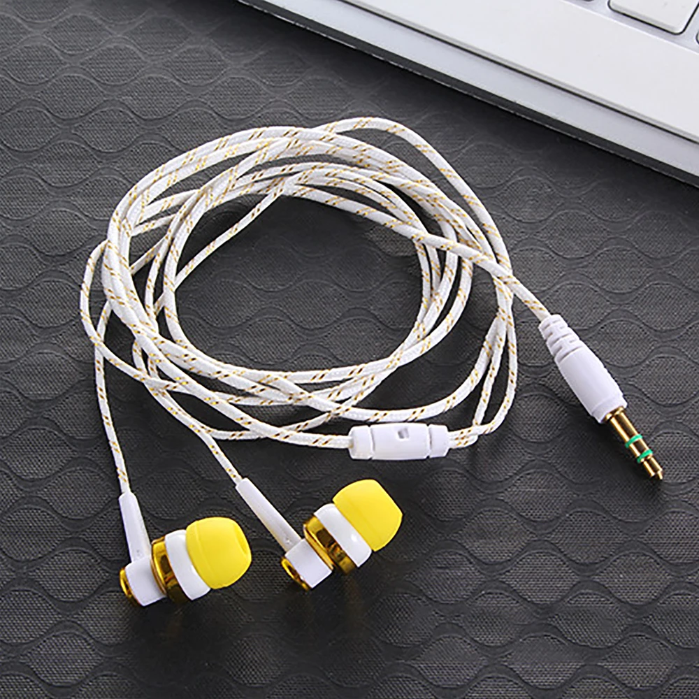 3.5mm Nylon Weave Cable Earphone Headset For Laptop Smartphone Wired Earphone Stereo In-Ear Headphones thumbnail 6