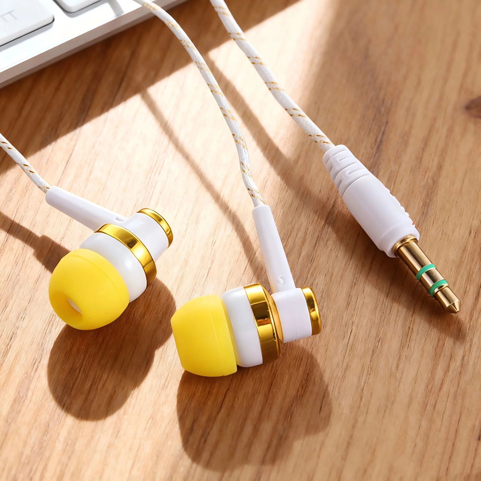 3.5mm Nylon Weave Cable Earphone Headset For Laptop Smartphone Wired Earphone Stereo In-Ear Headphones