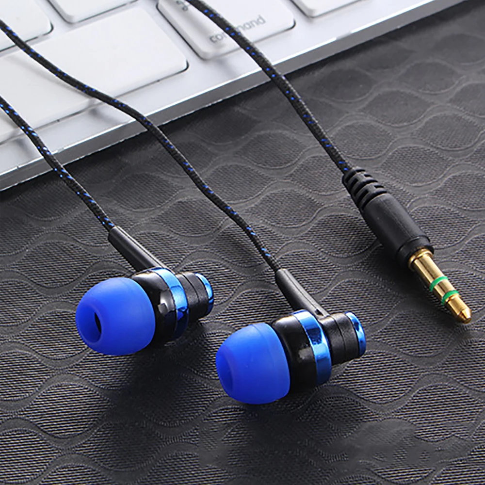 3.5mm Nylon Weave Cable Earphone Headset For Laptop Smartphone Wired Earphone Stereo In-Ear Headphones thumbnail 5