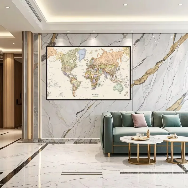 Vintage Hanging Poster World Map In English Non-woven Canvas Painting Office Home Wall Decoration School Supplies 150x100cm thumbnail 3