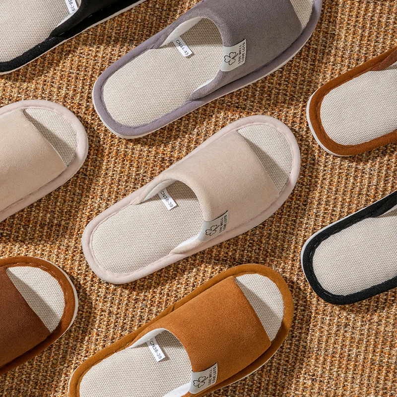Linen Ladies Open Toe Slippers Breathable Non-stinky Feet Home Wooden Floor Non-slip Comfortable Soft Bottom Indoor thumbnail 6
