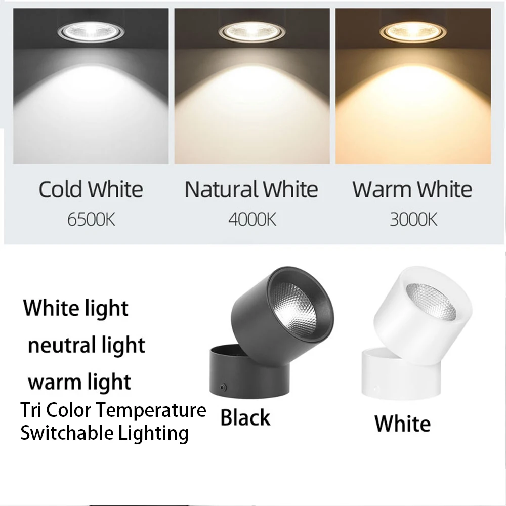 LED Spotlights 3 Color Change Room Decor Lamp Foldable Downlight 220v Home Ceiling Lamp for Kitchen Bedroom Living Room Led Spot thumbnail 3