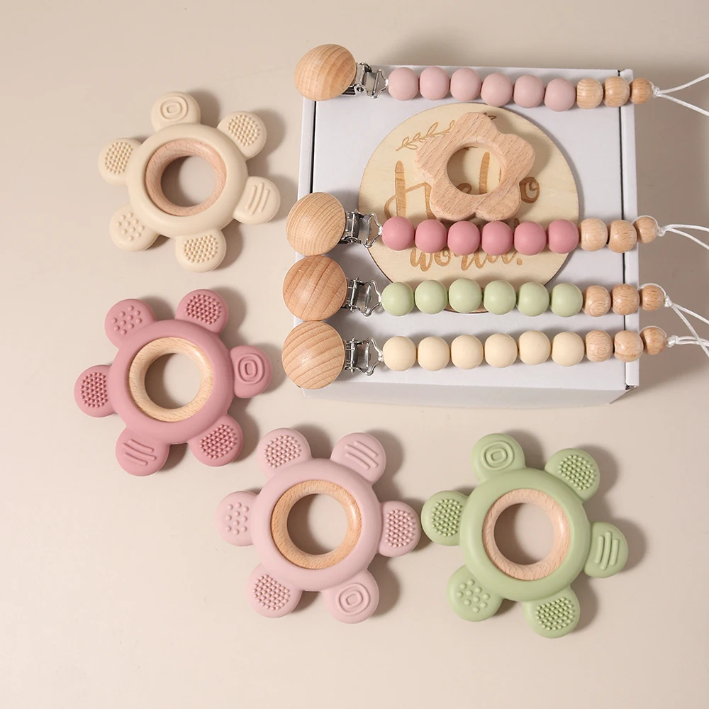 Baby gift set teething toy gift box pacifier chain dummy clip infant essentials flower memory milestone props newborn soothing thumbnail 4