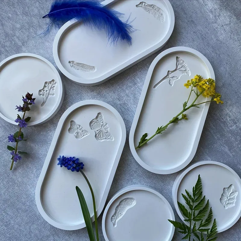 1pc/2pcs/3pcs Oval Coaster Epoxy Resin Clay Casting Silicone Mould Tray Storage Gypsum Tray Mold DIY Jewelry Tray Dishes