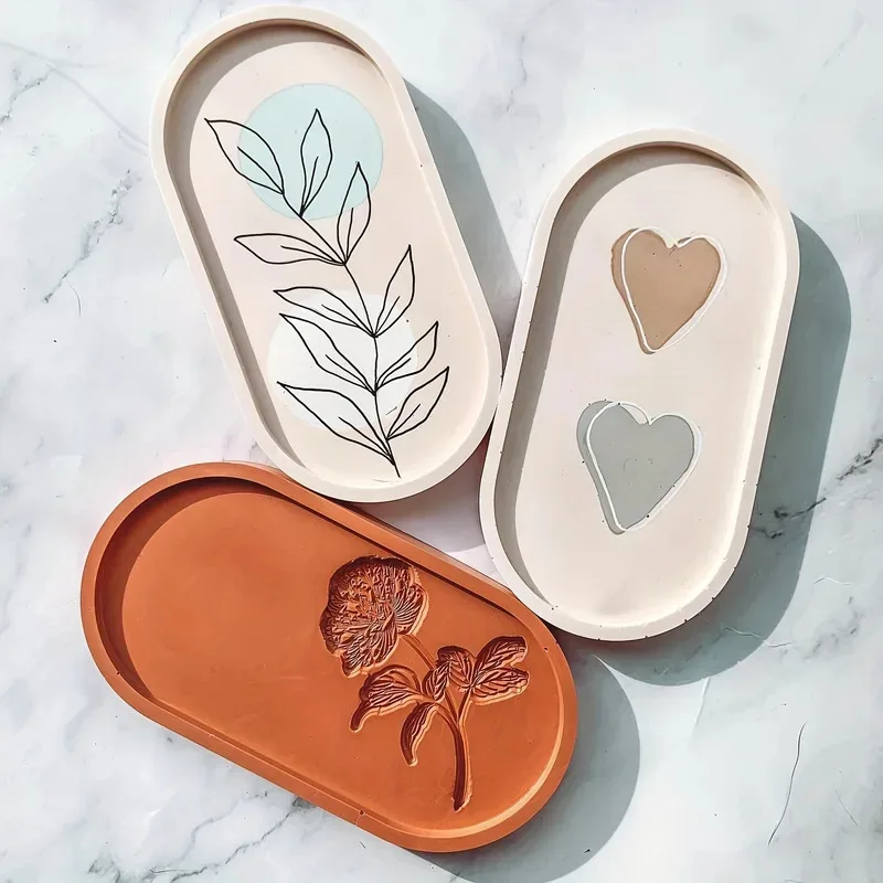 1pc/2pcs/3pcs Oval Coaster Epoxy Resin Clay Casting Silicone Mould Tray Storage Gypsum Tray Mold DIY Jewelry Tray Dishes thumbnail 5