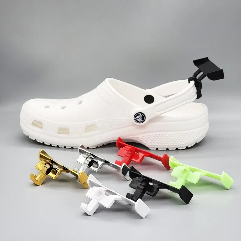 2pcs/lot spoiler wing for shoe buckles sandals charms fluorescence Cave Slipper tail decoration accessories kids adults gift thumbnail 3