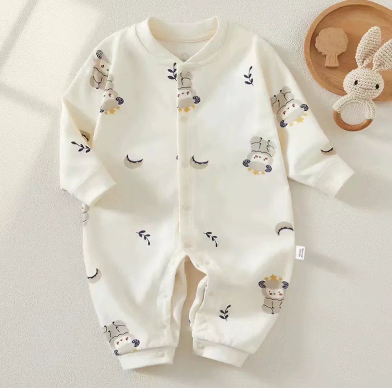 Autumn Baby Clothes Bodysuit&One Pieces Boys Girls Newborn Rompers Solid Color 100 Cotton 0-24M Long Sleeve Loungewear Outfit thumbnail 4