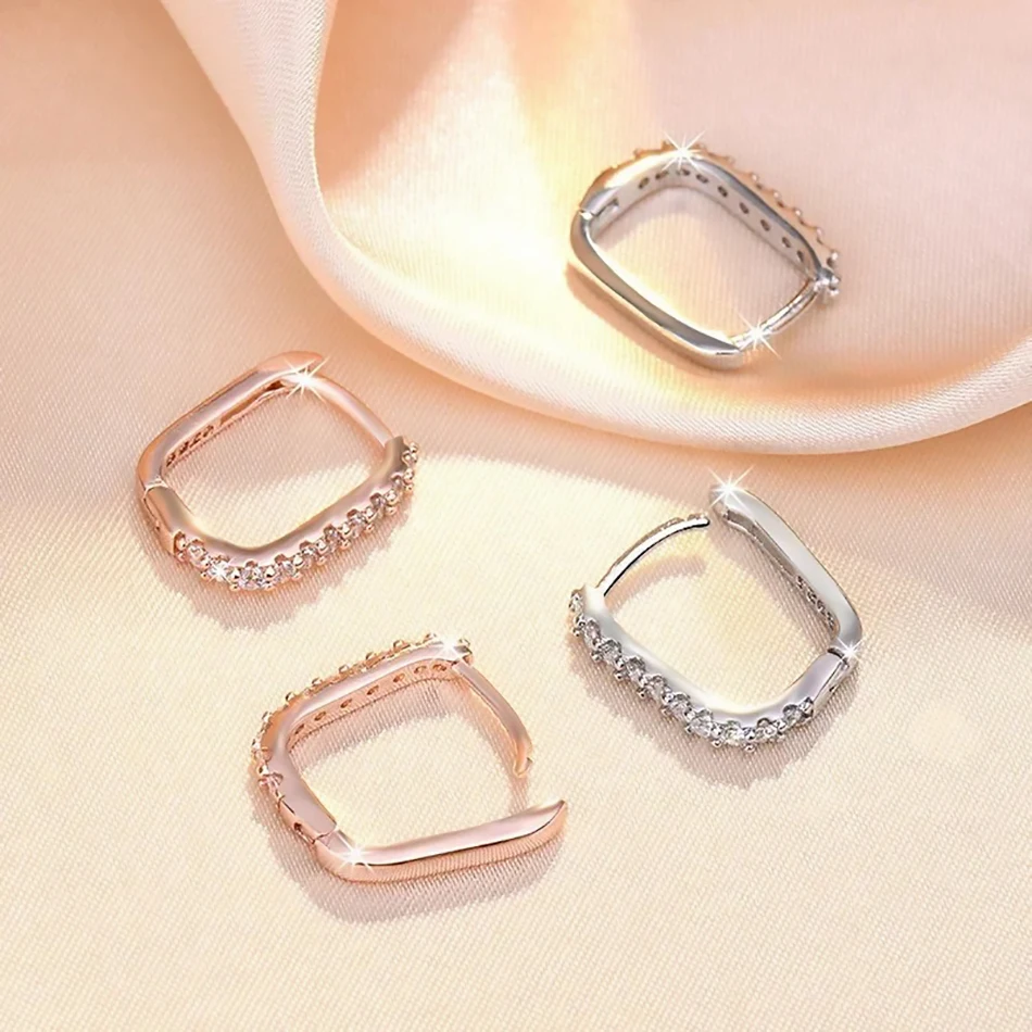High-quality 925 Sterling Silver Crystal Fashion Circle Hoop Earrings for Woman Wedding Party Gift Street Versatile Jewelry thumbnail 3