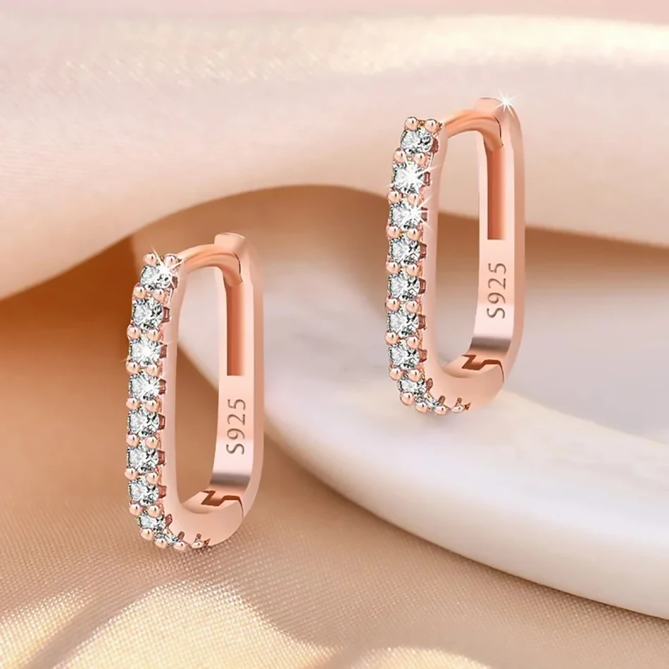 High-quality 925 Sterling Silver Crystal Fashion Circle Hoop Earrings for Woman Wedding Party Gift Street Versatile Jewelry thumbnail 4