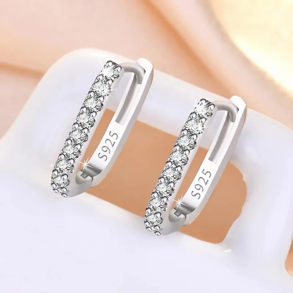 High-quality 925 Sterling Silver Crystal Fashion Circle Hoop Earrings for Woman Wedding Party Gift Street Versatile Jewelry thumbnail 2
