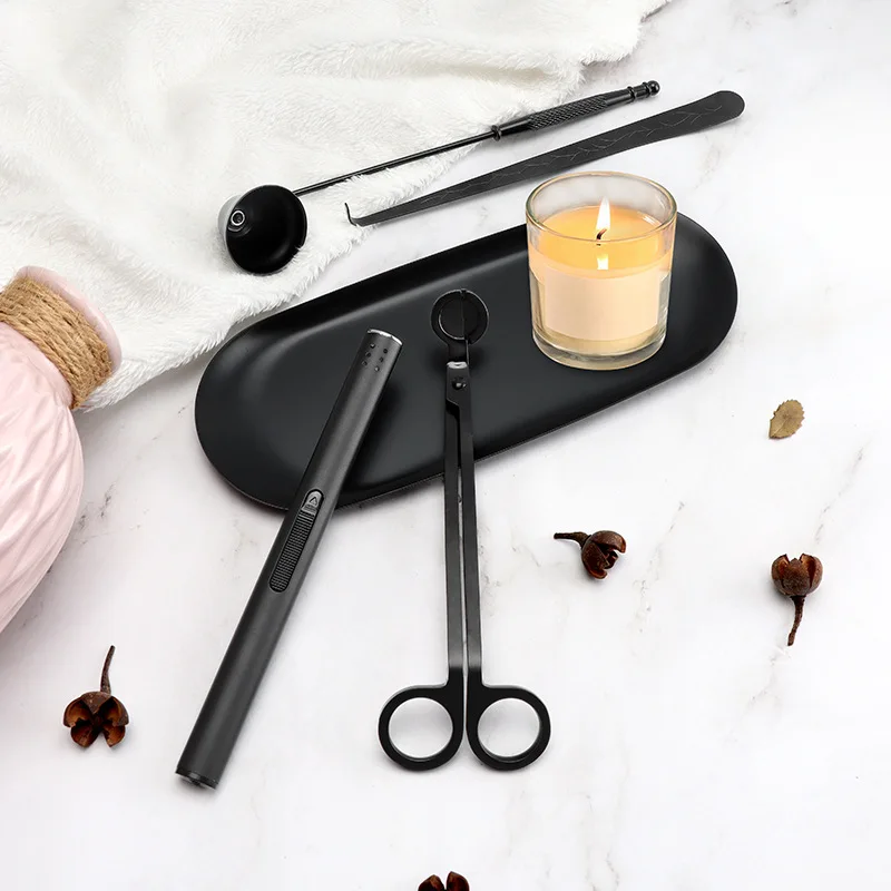 Candle Extinguishing Tool Kit Black Metal Candle Extinguisher Candle Wick Trimming Scissors/hook/candle Tray/candle Nursing Tool thumbnail 2