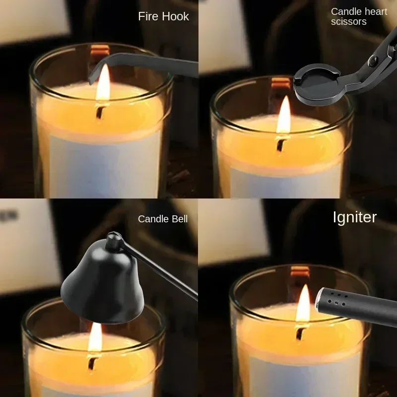 Candle Extinguishing Tool Kit Black Metal Candle Extinguisher Candle Wick Trimming Scissors/hook/candle Tray/candle Nursing Tool thumbnail 5