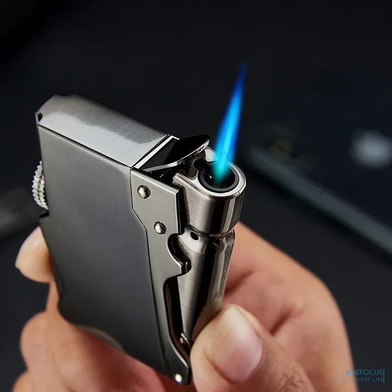 FOCUS Metal Windproof Lighter Turbo Butane Torch Portable Outdoor Lighter Kitchen BBQ Lighter Cigar Accessories Men's Gift