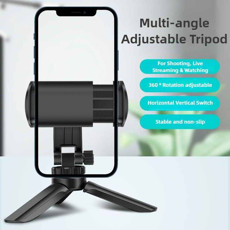 Adjustable Phone Tripod Stand Portable Foldable Desktop Holder 360 Rotatable Selfie Stick Live Streaming Stabilizer Compact thumbnail 2