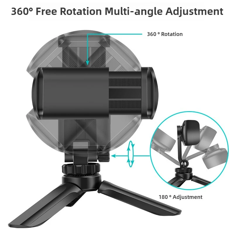 Adjustable Phone Tripod Stand Portable Foldable Desktop Holder 360 Rotatable Selfie Stick Live Streaming Stabilizer Compact thumbnail 3