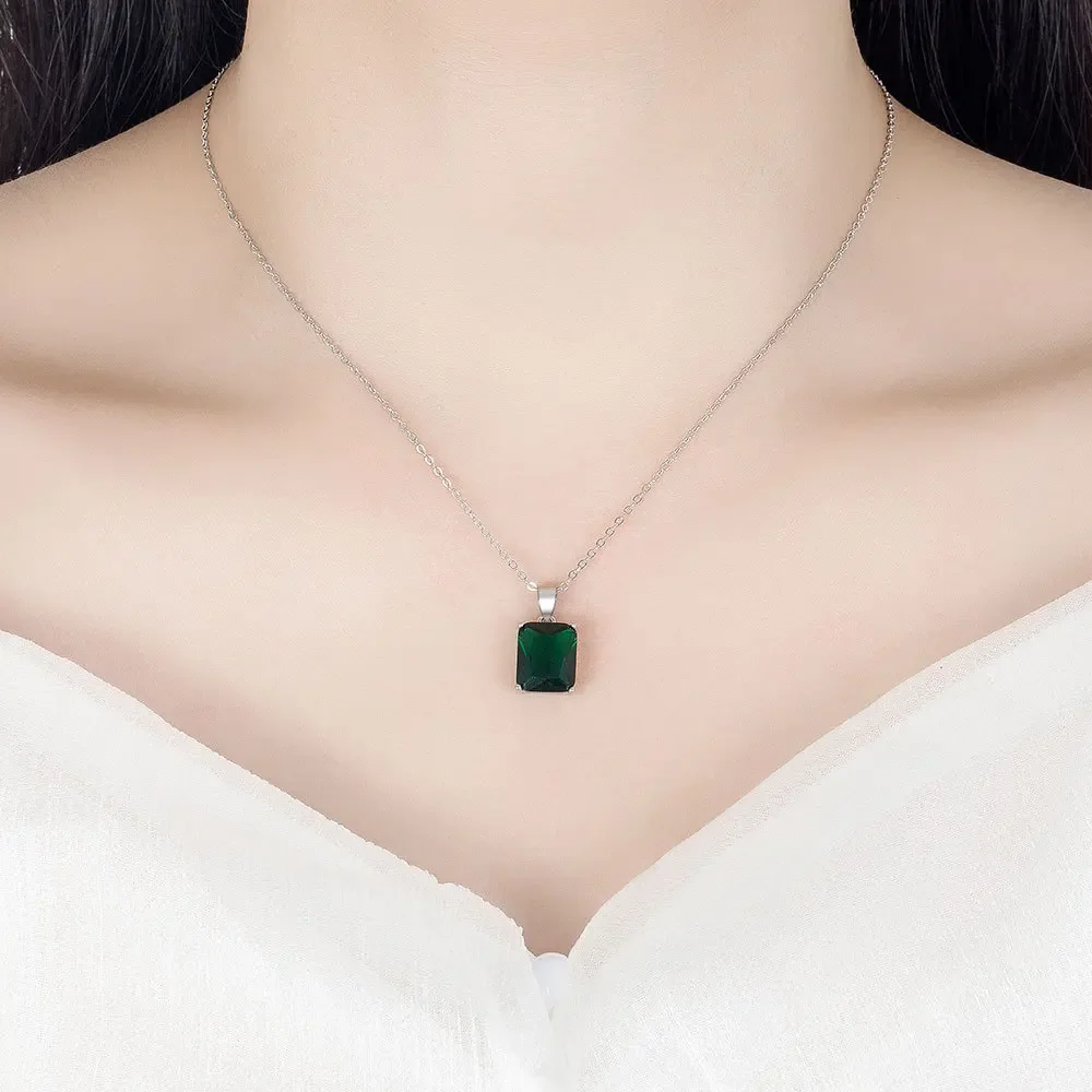 925 Sterling Silver  Elegant Jewelry Sets Ring Earrings Necklace For Women Rectangle Geometry Zircon Wedding Accessories thumbnail 6