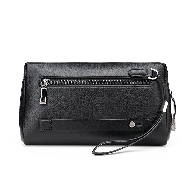 Fashion Business Men's Handbag Clutch Bag Anti-theft Lock PU Leather Male Waist Bag 3 Layers Design Stylish Men's Money Pouch thumbnail 2