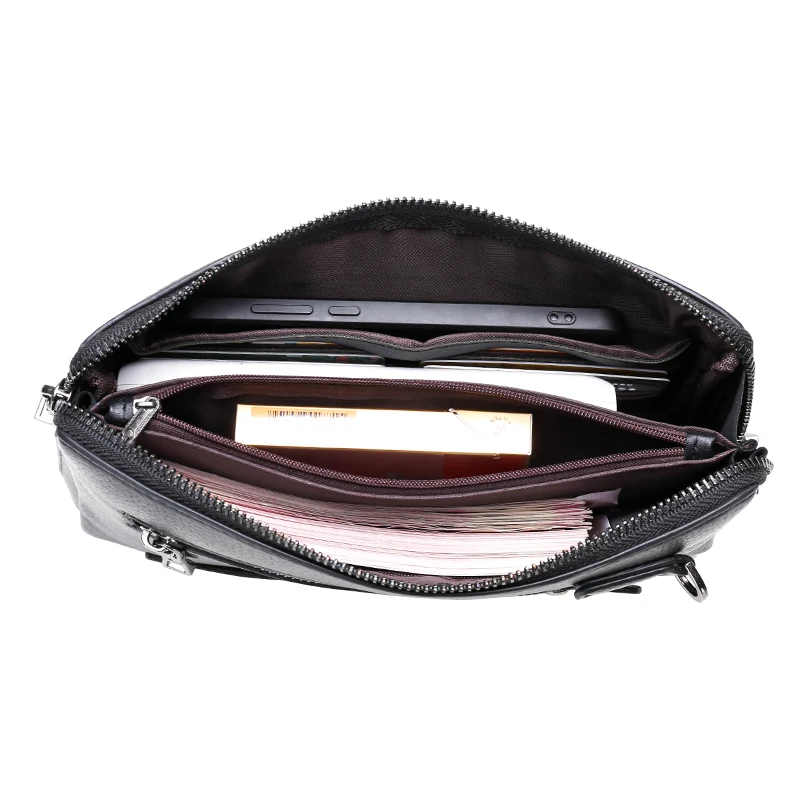 Fashion Business Men's Handbag Clutch Bag Anti-theft Lock PU Leather Male Waist Bag 3 Layers Design Stylish Men's Money Pouch thumbnail 5