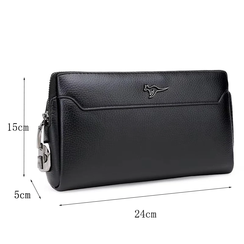 Fashion Business Men's Handbag Clutch Bag Anti-theft Lock PU Leather Male Waist Bag 3 Layers Design Stylish Men's Money Pouch thumbnail 6