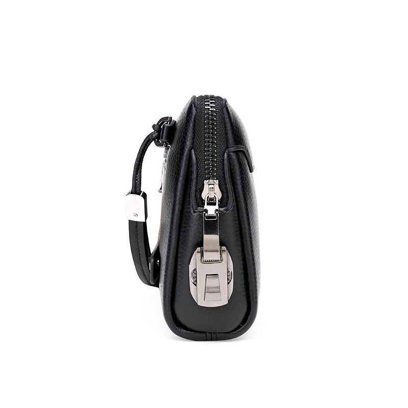 Fashion Business Men's Handbag Clutch Bag Anti-theft Lock PU Leather Male Waist Bag 3 Layers Design Stylish Men's Money Pouch thumbnail 4