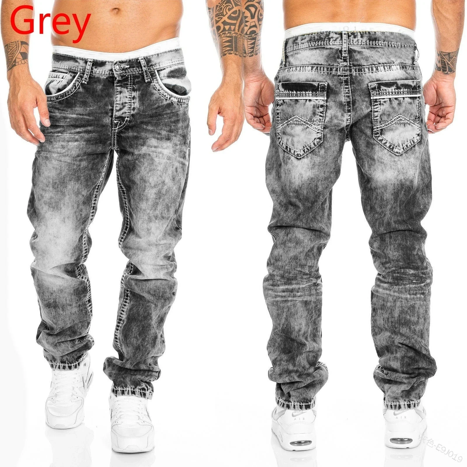 New 2025 men's jeans straight leg elastic slim fit jeans men's long pants men's casual pants denim pants loose jeans thumbnail 3