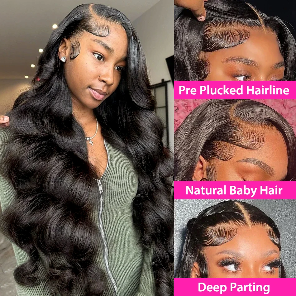 40 Inch Body Wave 13x6 HD Lace Frontal Wigs Human Hair Wig 13x4 360 Hd Lace Front Wig For Black Women Pre Plucked Brazilian Hair thumbnail 3